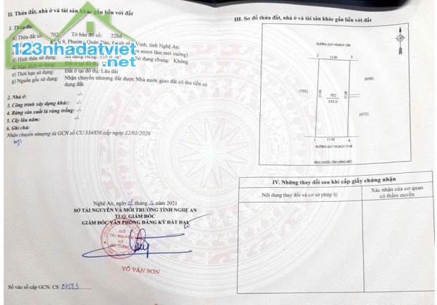 CẦN BÁN GẤP LÔ ĐẤT 2 MẶT TIỀN ĐẸP TẠI TP VINH – ĐƯỜNG 72M, PHƯỜNG QUÁN BÀU - 1