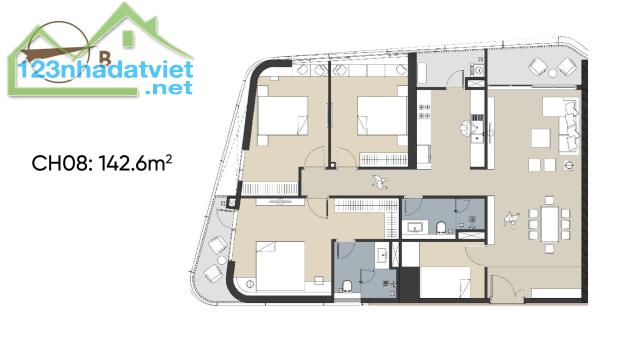 Han Jardin - Bán căn góc tầng cao- Diện tích 142.9m2, 3N2WC- N01- T7- Ngoại Giao Đoàn