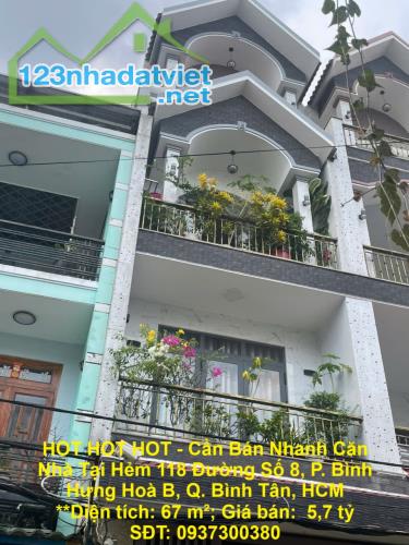 HOT HOT HOT - Cần Bán Nhanh Căn Nhà Tại Hẻm 118 Đường Số 8, P. Bình Hưng Hoà B, Q. Bình