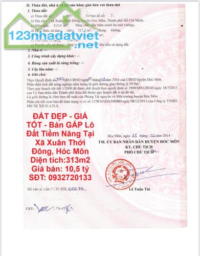 ĐẤT ĐẸP - GIÁ TỐT - Bán GẤP Lô Đất Tiềm Năng Tại Xã Xuân Thới Đông, Hóc Môn