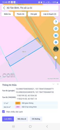 bán đất thổ cư gần biển thị xã LaGi, 10x38, có 120m2 thổ cư, xã Tân Bình. đường ôtô,