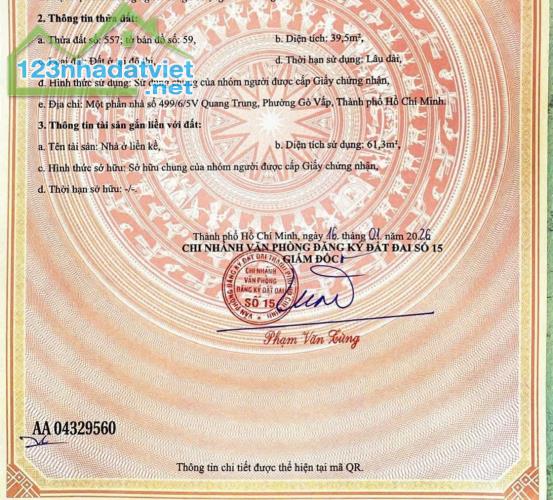 Bán đất 499/ Quang Trung, P.10, Gò Vấp, giá 4,65 tỷ.