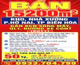 BÁN 15200m2 KHO, NHÀ XƯỞNG P.HỐ NAI, BIÊN HÒA, ĐỒNG NAI GẦN KCN SÔNG MÂY, QL1, Đ.XE CONT
