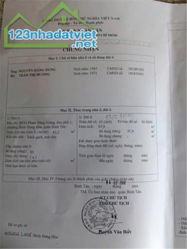 HOT HOT – CHÍNH CHỦ CẦN BÁN NHÀ MẶT TIỀN 99/34 Phạm Đăng Giảng, P.Bình Hưng Hòa, Q.Bình - 1