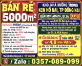BÁN RẺ 5000m2 KHO, NHÀ XƯỞNG TRONG KCN HỐ NAI, TP ĐỒNG NAI, GẦN KCN AMATA, QL1A