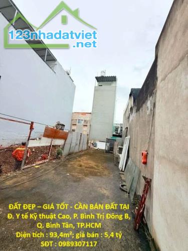 ĐẤT ĐẸP – GIÁ TỐT - CẦN BÁN ĐẤT TẠI Đ. Y tế Kỹ thuật Cao, P. Bình Trị Đông B, Q. Bình
