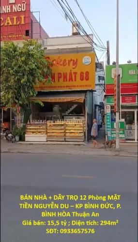 BÁN NHÀ + DÃY TRỌ 12 Phòng MẶT TIỀN NGUYỄN DU – KP BÌNH ĐỨC, P. BÌNH HÒA Thuận An