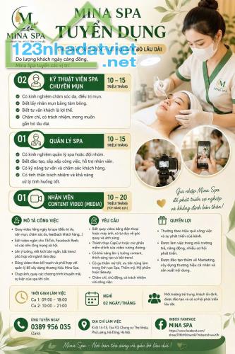 MINA SPA TUYỂN DỤNG – THU NHẬP HẤP DẪN, CƠ HỘI GẮN BÓ LÂU DÀI
