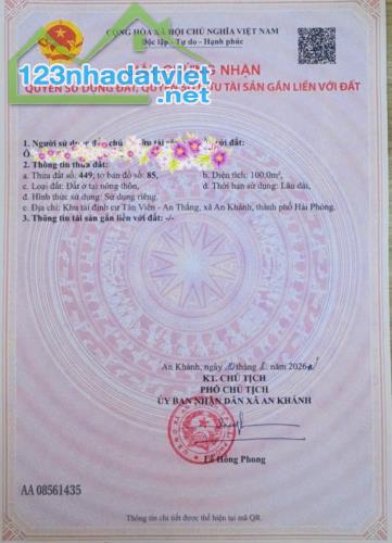 Bán đất Tân Viên - An Lão - Hải Phòng