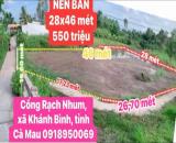 BÁN NỀN 2 mặt tiền lộ xe (ngang 28 mét dài 46 mét)