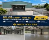 CHO THUÊ NHÀ KHO 320M² + 100M² BÃI – ĐƯỜNG CONTAINER – GIÁ CHỈ 16 TRIỆU/THÁNG!