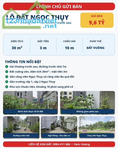 BÁN LÔ ĐẤT NGỌC THỤY – 30M² – ĐƯỜNG 7M – HAI THOÁNG – 9,6 TỶ