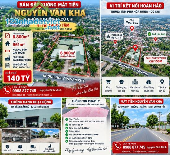HIẾM – 6.800M² ĐẤT  MẶT TIỀN NGUYỄN VĂN KHẠ, CỦ CHI – CHỈ 140 TỶ